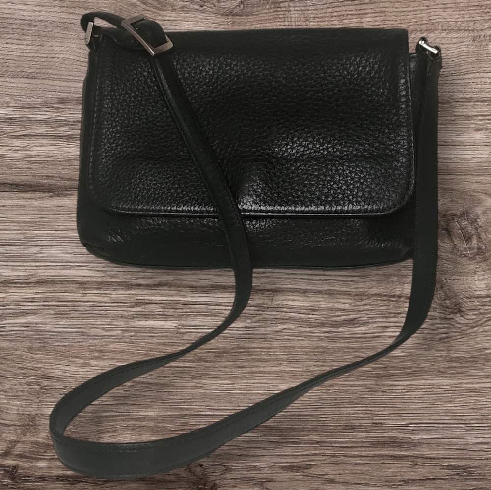 COACH Vintage Hudson Flap Crossbody Purse Black Pebbled Soft Leather Bag 6801